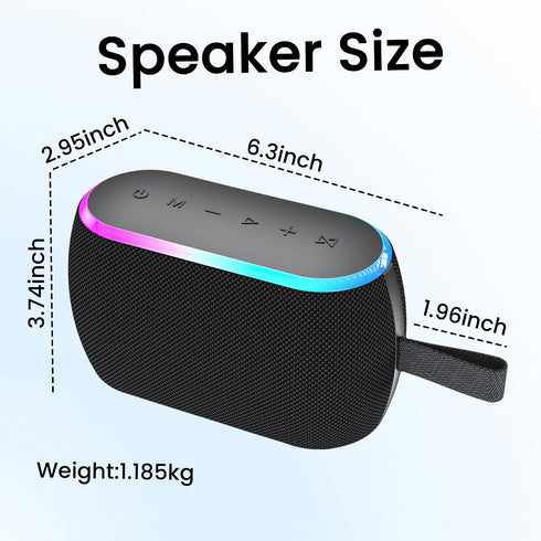 ZICOROOP 40W 5.3, IPX6 12H Bluetooth Speaker, Portable Wireless with Stereo Bass, Bluetooth Waterproof Shower Speakers