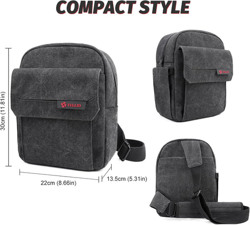 Tullio Crossbody Camera Bag for Photographer, Waterproof Canvas Sling Bag Compatible with Nikon Sony