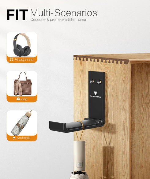 Foldable Wall Hooks Headphone Stand Hanger, Durable Aluminum for Universal Gaming Headsets