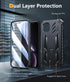 FNTCASE iPhone XR Case: Rugged Black Military Grade Shockproof Cover with Kickstand - Matte Textured Heavy Duty