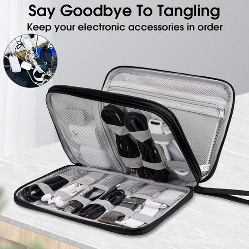 Arae Electronic Organizer, Travel Cable Storage Pouch, Double Layers Waterproof Case for Cables, Chargers, Earphones