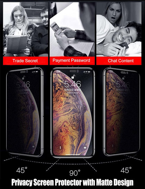 3 Pack Matte Privacy Screen Protectors for iPhone 15 Pro Tempered Glass Anti-Spy Tempered Glass 9H Anti-Glare Anti-Fingerprint Privacy Protective Film for iPhone 15 Pro,6.1"