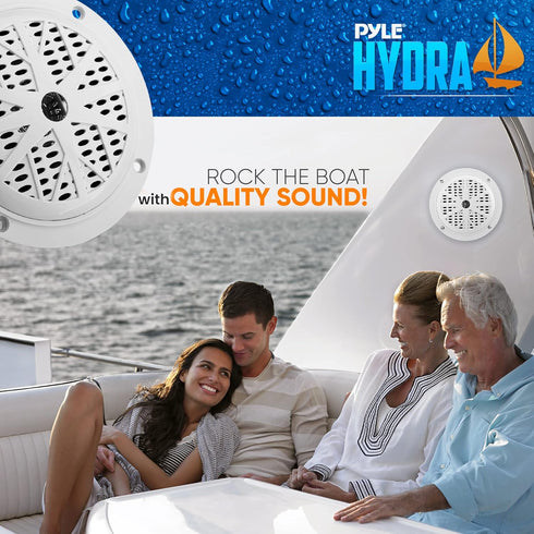 Pyle 4 Inch Dual Marine Speakers, Waterproof Outdoor Audio Stereo Sound System - 1 Pair, PLMR41W (White)