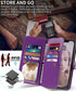 CASEOWL iPhone 13 Pro Max Wallet Case, Magnetic Detachable Leather Flip with 9 Card Holder, Strap, Marble Purple