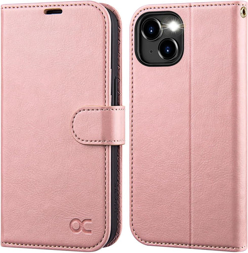 OCASE iPhone 15 Plus Wallet Case, PU Leather Flip Folio Case with Card Holders, RFID Blocking Kickstand [Shockproof TPU