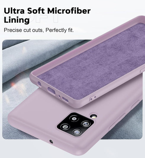 LeYi Phone Case for Samsung Galaxy A42 5G, Liquid Silicone Slim Cover with 2 Pack Tempered Glass Protector, Purple