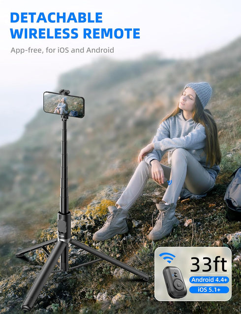 SelfieShow 72" All-in-1 17/16/15/14/13/Android Cell Phone Selfie Stick Tripod, Aluminum Selfie Stick with Integrated