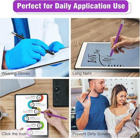 Granabol Sensitivity Capacitive Stylus, 4 in 1 Touch Screen Pen with 8 Extra Replaceable Tips, 2Pcs for iPhone iPad