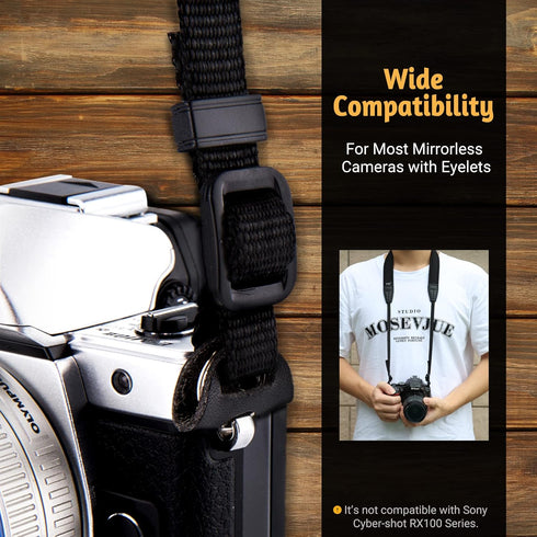 Mirrorless Camera Neck Strap Shoulder Belt for Sony ZV-E10, A7C, A6600, A6500, A6400, A7 IV, Black