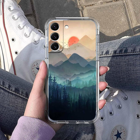 Sunset Nature Landscape Case for Samsung Galaxy S23, Wilderness Night Art Pattern Soft TPU Full Cover Case