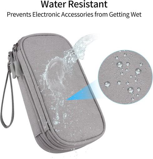 JIAKAI Travel Cable Organizer, Double Layer Electronics Accessories Organizer Bag for Cable, Charger, Phone - Grey