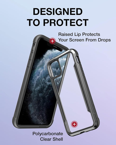 Raptic Shield for iPhone 11 Pro - Shockproof Clear Case, Military 10ft Drop Tested, Durable Aluminum Frame,