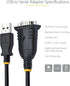 StarTech.com 3ft USB to Serial Cable, DB9 Male RS232 to USB Converter, Prolific IC Adapter for