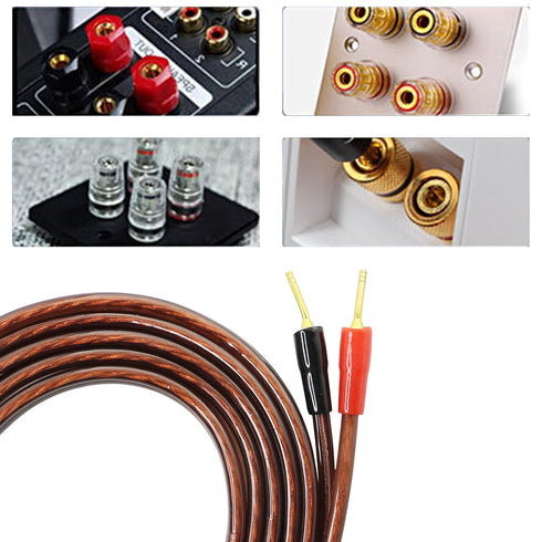XMSJSIY HiFi OFC Speaker Cable, 4mm Banana Plug to 2mm Plug Jumper Cable for Amplifier Application, 2M (6.56 ft) 2pcs