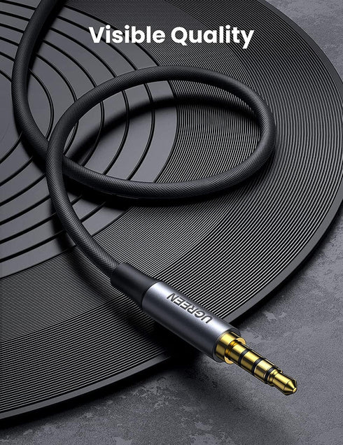 UGREEN 3.5mm Audio Cable Braided, 4-Pole Hi-Fi Stereo TRRS Jack Shielded Male to Male AUX Cord, 6FT