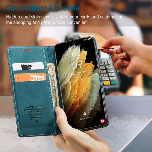 Kowauri Flip Case for Galaxy S21 Ultra - Leather Wallet with Card Slot and Magnetic Closure for Samsung Galaxy