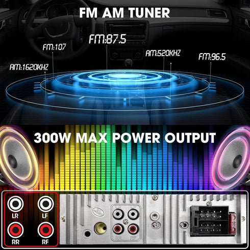 aboutBit 1-Din MP3 300W Single Din Car Stereo Bluetooth: Car Radio Receiver - in Dash Digital Media Player LCD Display