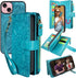 Harryshell Wallet Case for iPhone 14 / iPhone 13 6.1 inch 5G, Detachable Magnetic Cover with Zipper Cash Pocket