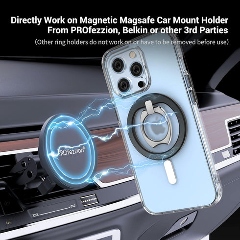 PROfezzion Thin Metal Ring Holder for MagSafe, Removable Strongest Magnetic Phone Grip for iPhone 15 14 13 12 Pro Max