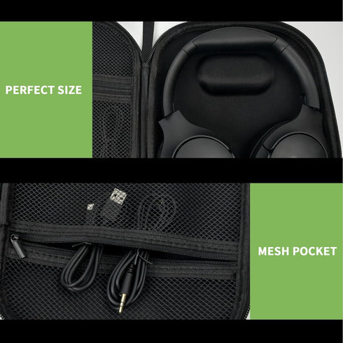 Headphone Case for TOZO HT2 Hybrid Active Noise Cancelling Headphones, Wireless Over Ear Earphone Bag - Black (Box Only)