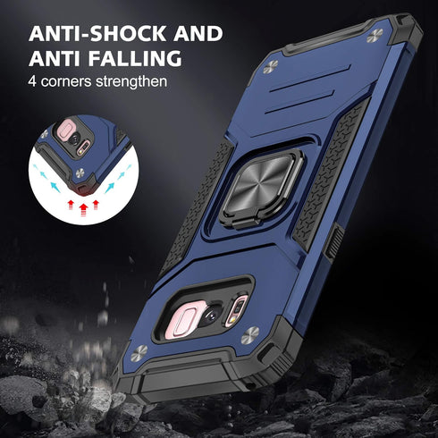 YmhxcY Galaxy S8 Armor Grade Case with Rotating Holder Kickstand, Non-Slip Hybrid Rugged Phone Case - KK Blue