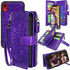 Harryshell Floral Flower Detachable Magnetic Zipper Wallet Leather Case with Cash Pocket, Card Slots, Wrist Strap for