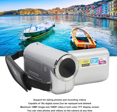 Hilitand 1080P 16MP 2inch 16X HD Video Camera Digital Camcorder, Portable Vlog Camera Recorder TFT Screen Digital Zoom
