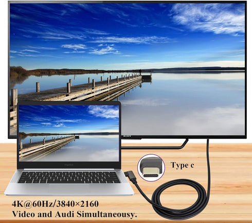 Right Angle Type C 3.1 Extension Cable - 4K@60Hz 90 Degree Type C USB Male to Male Connector Cable (1M/3Ft)