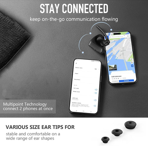 Conambo K18 Bluetooth Headset V5.1 - Wireless Headset with Dual Mic CVC8.0 Noise Canceling for Trucker Work, Cell Phone