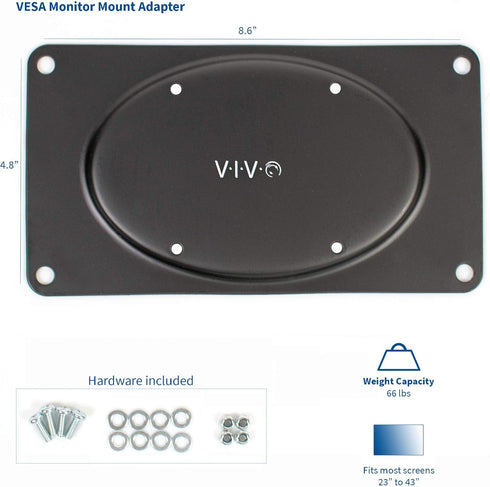 VIVO Steel VESA Monitor Mount Adapter Plate for Monitor Screens up to 43 inches, Conversion Kit for VESA 200x100 (MOUNT-AD2X1)