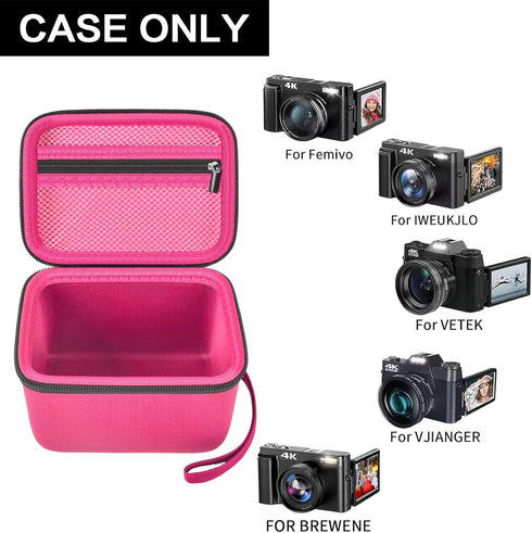 Vlogging Camera Case Compatible with Duluvulu/for TEBNGIHNM/for zheozeig/for Oiadek 4K Digital Cameras for Youtube. Vlog Camera Carrying Storage for Lens, Cable and Other Accessories - Red