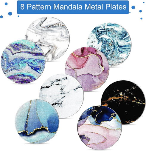 Weewooday 8 Pcs Metal Mount Plate for Phone Magnet Car Holder, Compatible with Magnetic Car Mounts, Marbling Style