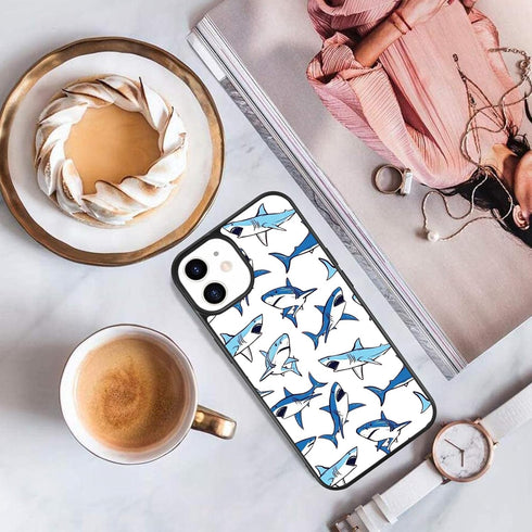 Blue Shark Art Animal Design Case for iPhone 15, Soft TPU Hard Back, Shockproof