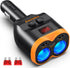 PD20W USB-C QC3.0 Fast Charger Car Adapter 120W 2-Socket 12/24V with Dual USB-A, LED Voltmeter, Replaceable Fuse