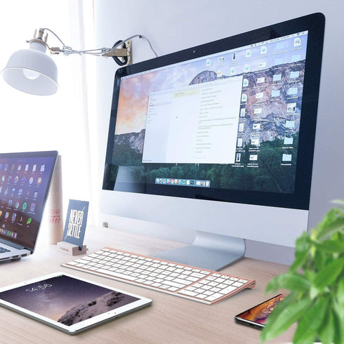 iClever BK10 Bluetooth Keyboard, Multi Device Rechargeable Keyboard with Number Pad, Ergonomic Design for iPad, iPhone,