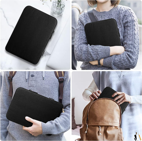 MoKo 7-8 Inch Tablet Sleeve Bag - Polyester Pouch Cover Case for iPad Mini (6th Gen) 8.3" 2021, Black