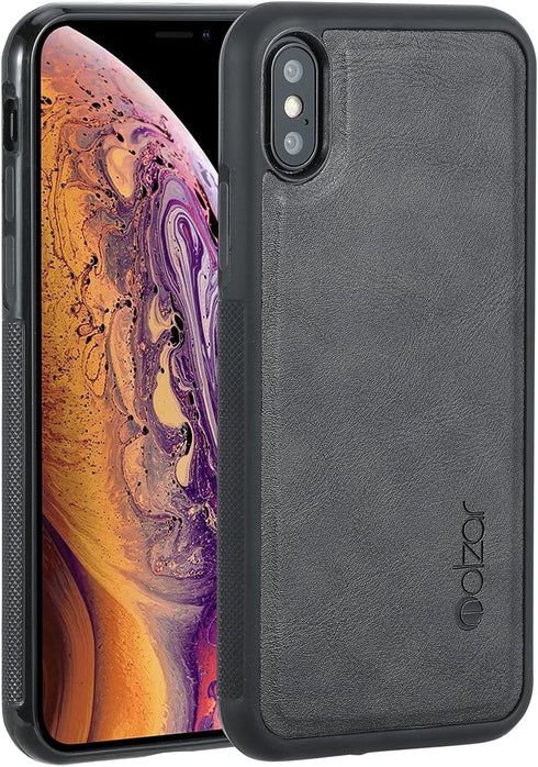 molzar GripBig Series Case for iPhone Xs and iPhone X, Built-in Metal Plate for Magnetic Mount, Black/Black