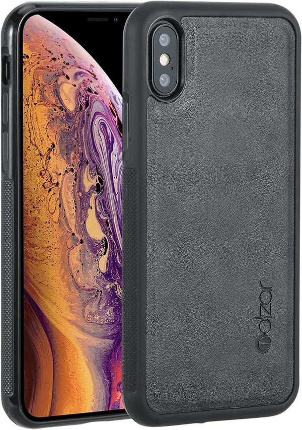molzar GripBig Series Case for iPhone Xs and iPhone X, Built-in Metal Plate for Magnetic Mount, Black/Black
