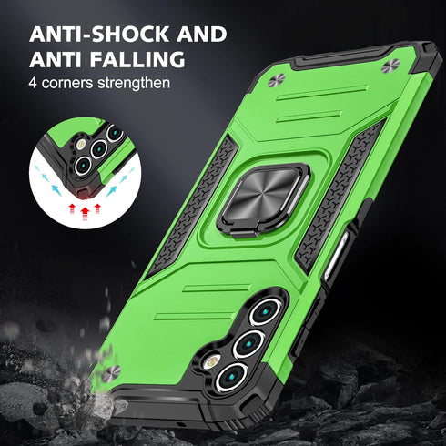 HNHYGETE Phone Case for Galaxy A13 5G with Screen Protector, 360° Military Grade Rotatable Kickstand, Green