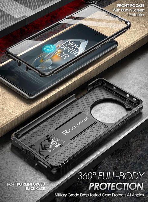 Poetic Revolution Case for OnePlus 12R 5G (2024) - Black, Full Body Shockproof, 20FT Drop Tested, Built-in Screen