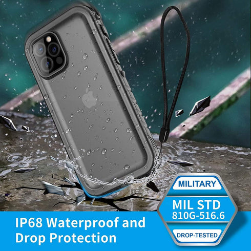 SPORTLINK Waterproof Case for iPhone 12 Pro Max, Full Body Shockproof Dustproof Rugged Case