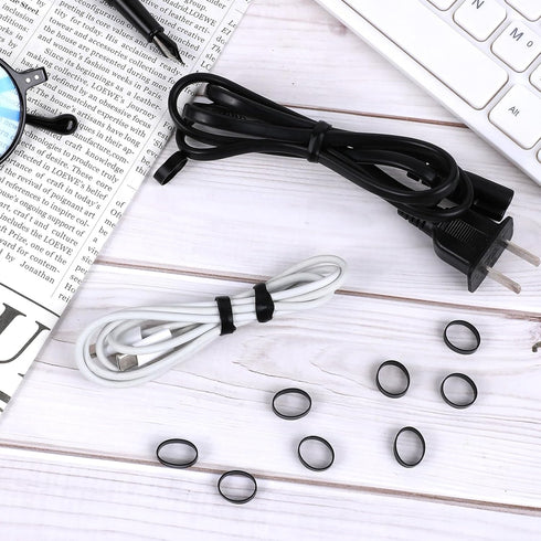 200 Pieces 0.5 Inch Small Elastic Silicone Rubber Bands, Strong Black Rubberbands for Wire and Cable Wrapping