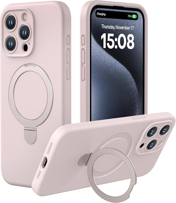 CellEver iPhone 15 Pro Max Case - Slim Magnetic Silicone, Military Grade, MagSafe Compatible, Durable Kickstand, Chalk