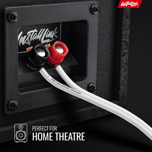 InstallLink 14 Gauge Speaker Wire (White) for Car, Home or RV Audio, 100ft, CCA