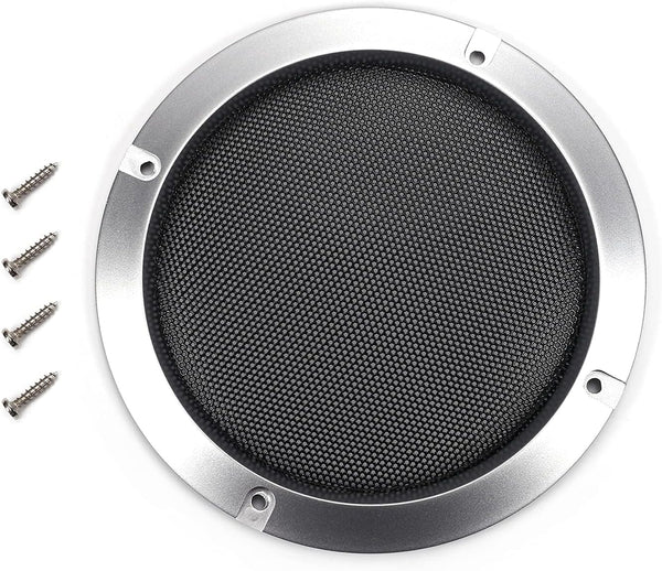 Fielect 2Pcs 5" Speaker Cover with Silver Metal Trim, Decorative Circle Woofer Guard, 8 Screws Included