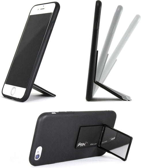 Flip Stand Adjustable Phone Stand & Grip with Compact Mirror, Compatible with Magnet Car Mount, Silver