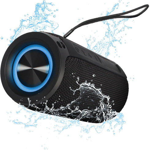 Mega Magnaboom Small Bluetooth Speaker, Portable 5.0 Waterproof Speaker with LED Lights, Enhanced Bass for