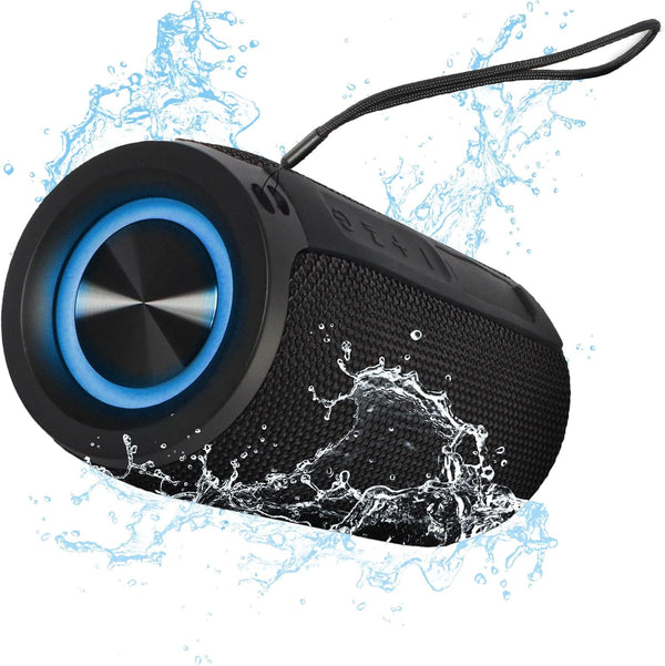 Mega Magnaboom Small Bluetooth Speaker, Portable 5.0 Waterproof Speaker with LED Lights, Enhanced Bass for