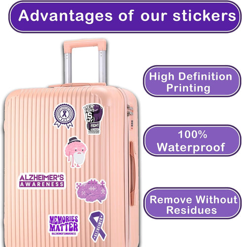 50 PCS Inspirational Alzheimers Stickers, Waterproof Vinyl Decals for Bicycle, Laptop, Bumper, Truck, Water Bottle