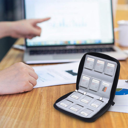 Memory Card Case, Fits up to 88x SD, Micro SD, CF, Holder with 88 Slots, Travel and Storage, Black